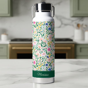 Bouteille d'eau personnalisée avec monogramme flor
