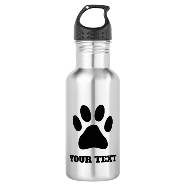 Bouteille d'eau personnalisée avec pattes de chien (Devant)