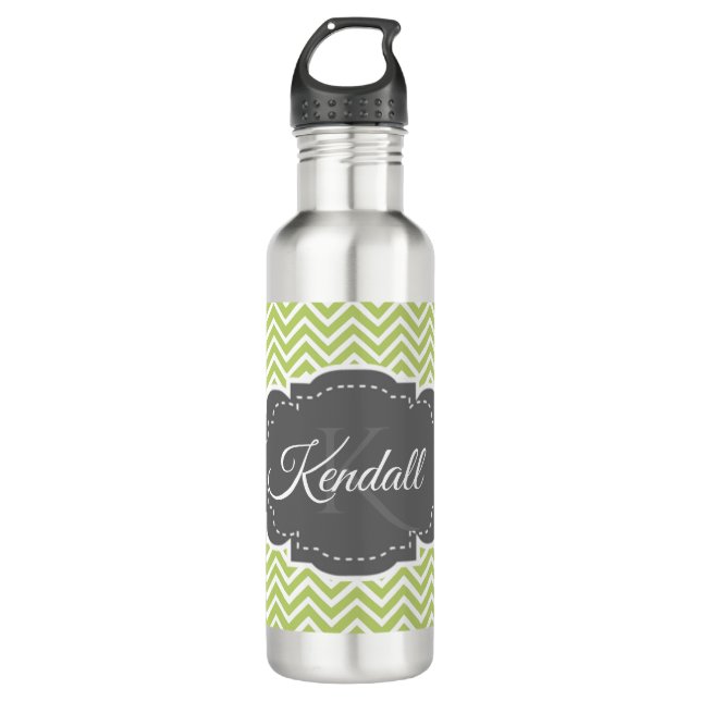 Bouteille d'eau personnalisée Green Chevron (Devant)