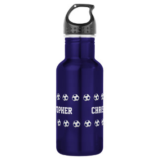 Bouteille d'eau, personnalisée, le football, bleu