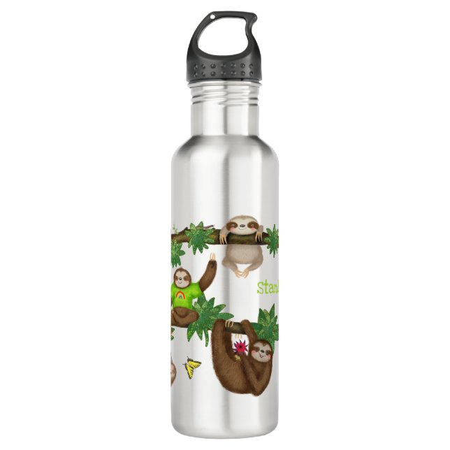 Bouteille d'eau personnalisée Stanley Sloth verte (Devant)