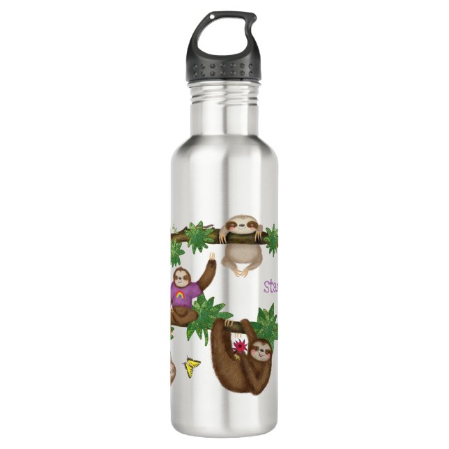 Bouteille d'eau personnalisée Stanley Sloth violet (Devant)