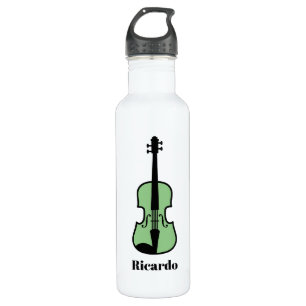 Bouteille d'eau personnalisée violon vert pour vio