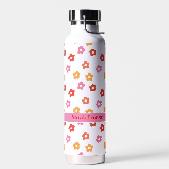 Bouteille D'eau PersonnaliséMotif minuscule rose jaune rouge flora (Gauche)
