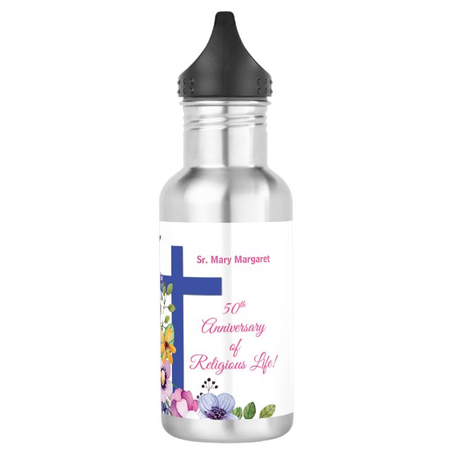Bouteille D'eau Personnaliser, 50e anniversaire Nun vie religieuse (Gauche)