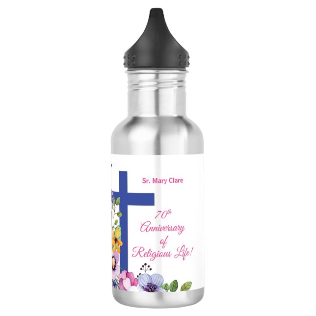 Bouteille D'eau Personnaliser, 70e anniversaire Nun vie religieuse (Gauche)