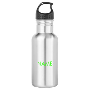 Bouteille D'eau Personnaliser avec nom, texte minimaliste néon ver