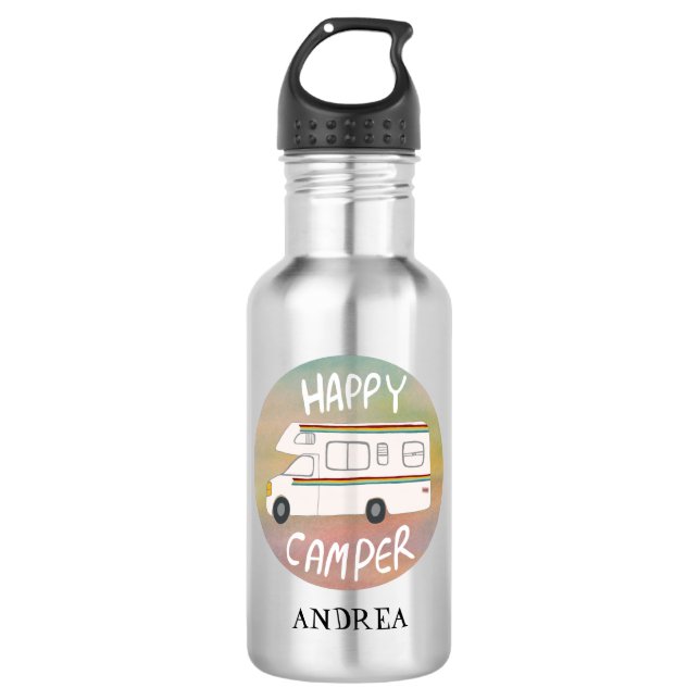 Bouteille D'eau PERSONNALISER IT Happy Camper Fun RV Sunset Motorh (Devant)