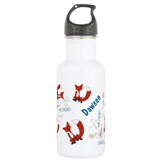 Bouteille D'eau Personnaliser le Motif Woodland Fox moderne (Devant)