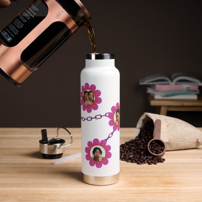 Bouteille d'eau personnelle rose personnalisée (Extérieur)