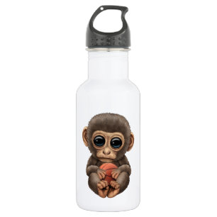 Bouteille D'eau Petit Singe Bébé Jouant Avec Le Basket-Ball