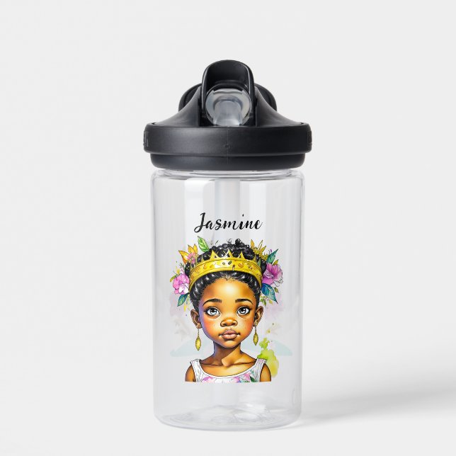 Bouteille D'eau Petite fille personnalisée Princesse de couleur (Avant)