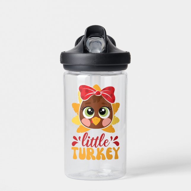 Bouteille D'eau Petite fille Turquie enfants Thanksgiving (Avant)