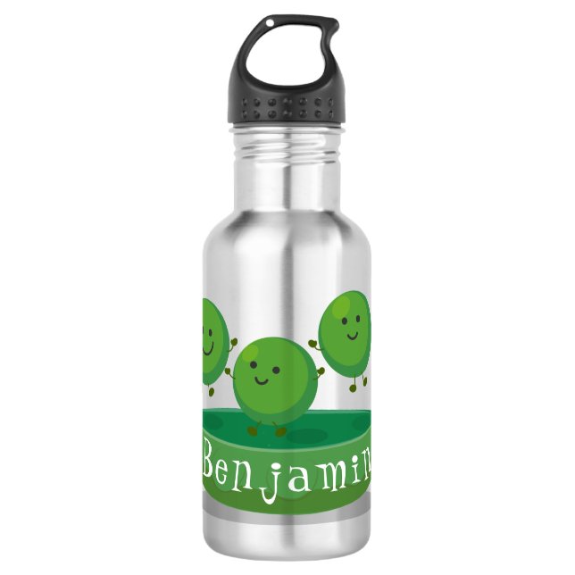 Bouteille D'eau Petits pois sauteurs en pod dessin animé illustrat (Devant)