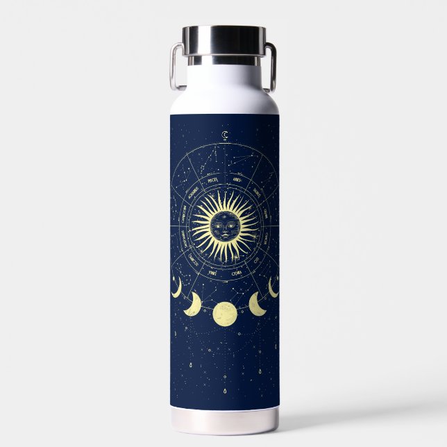 Bouteille D'eau Phases de la lune solaire céleste Zodiac (Avant)