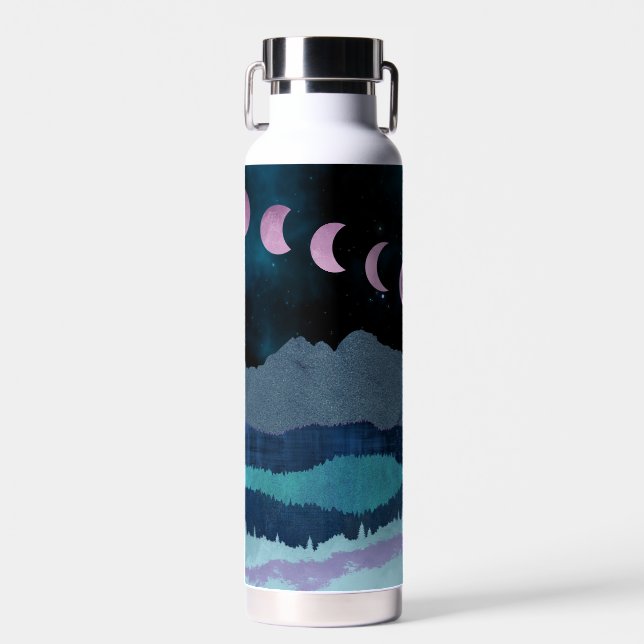 Bouteille D'eau Phases de lune rose Paysage (Avant)