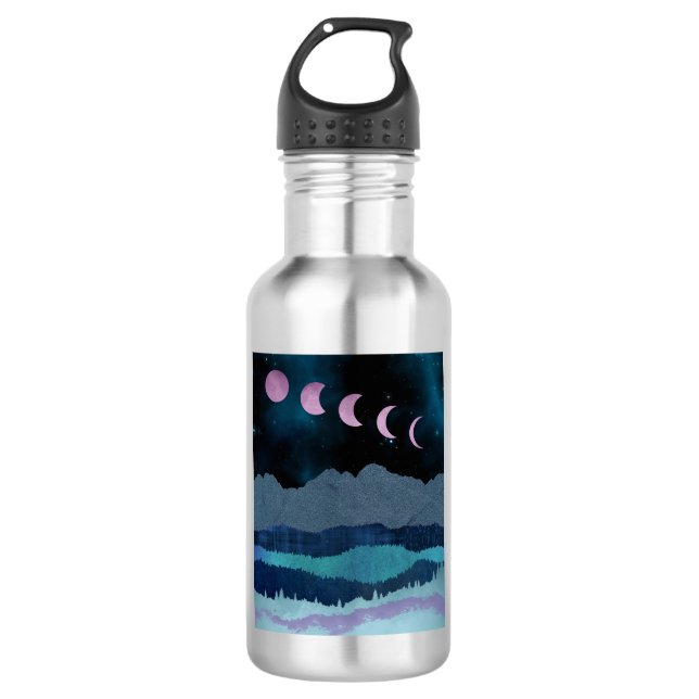Bouteille D'eau Phases de lune rose Paysage (Devant)