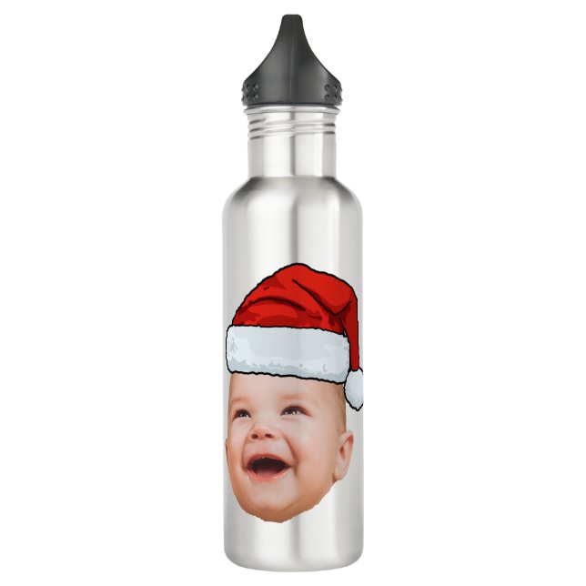 Bouteille D'eau Photo de visage de bébé personnalisé Noël du Père  (Gauche)