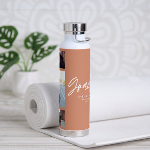 Bouteille D'eau Photo en terre cuite script de graduation moderne 