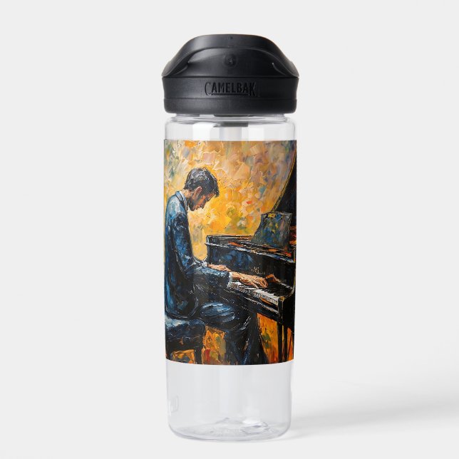 Bouteille D'eau Piano Player - Peinture à l'huile (Arrière)