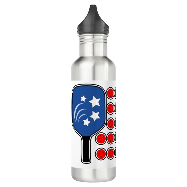 Bouteille D'eau Pickleball American Drapeau rouge blanc et bleu (Gauche)