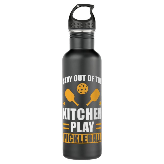 Bouteille D'eau Pickleball Cadeau Restez en dehors de la cuisine (Devant)
