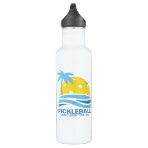 Bouteille D'eau Pickleball Tropical Palm Tree Sun Votre texte pers