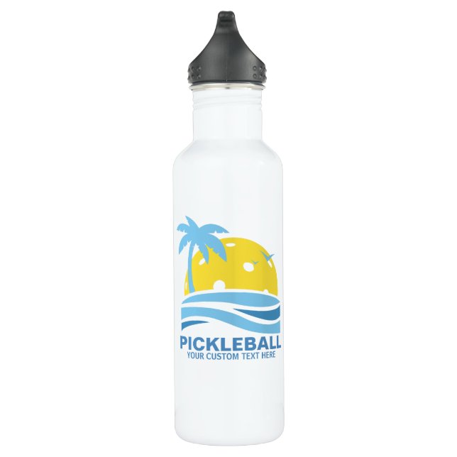 Bouteille D'eau Pickleball Tropical Palm Tree Sun Votre texte pers (Droite)