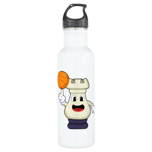 Bouteille D'eau Pièce d'échecs Rook à Basketball Sports (Devant)