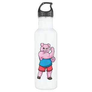Bouteille D'eau Pig comme Bodybuilder avec grand bras Supérieur