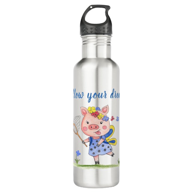 Bouteille D'eau Piglet//Follow lunatique vos rêves (Devant)