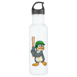 Bouteille D'eau Pingouin au baseball avec batte et casque de baseb