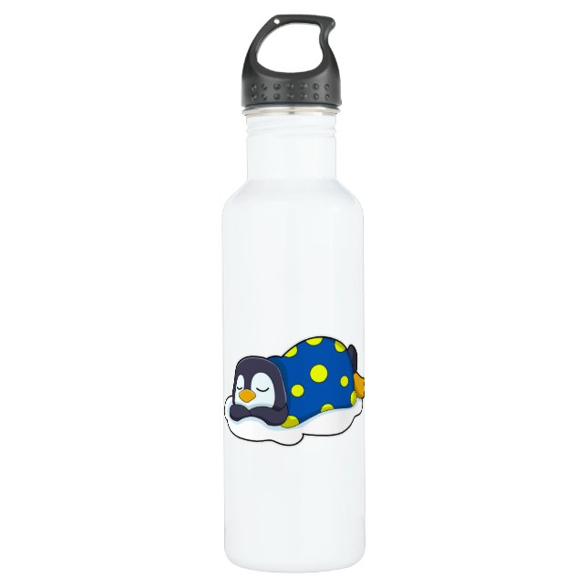 Bouteille D'eau Pingouin au coucher avec couverture (Devant)