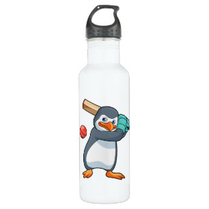 Bouteille D'eau Pingouin au cricket avec chauve-souris de cricket