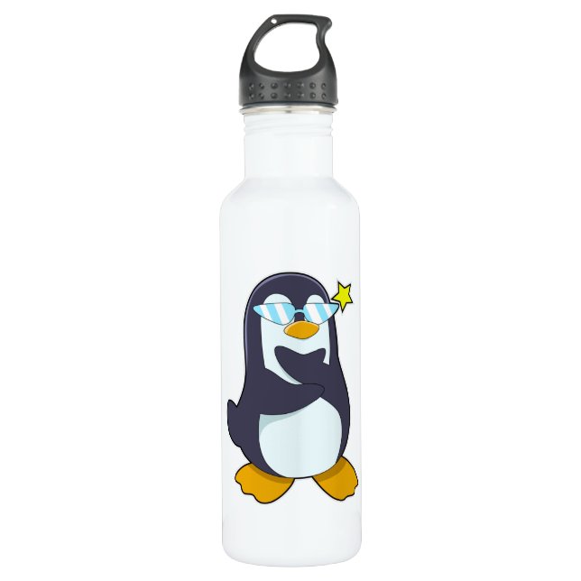 Bouteille D'eau Pingouin avec lunettes de soleil (Devant)