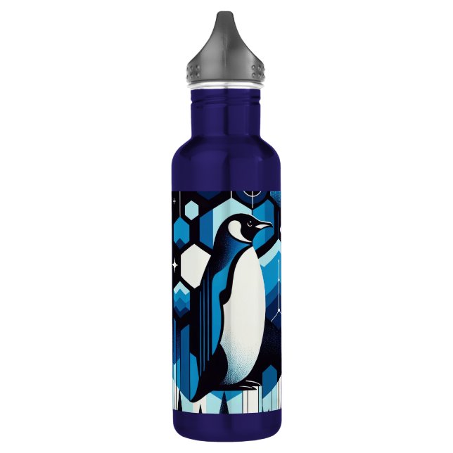 Bouteille D'eau Pingouin Bleu Profond En Hiver Motif Ciel Antarcti (Gauche)