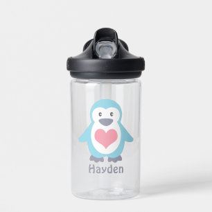 Bouteille D'eau Pingouin mignon et Coeur rose Personnalisé