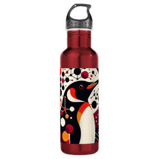 Bouteille D'eau Pingouin Rouge Maroon Orange En Abstrait Géométriq