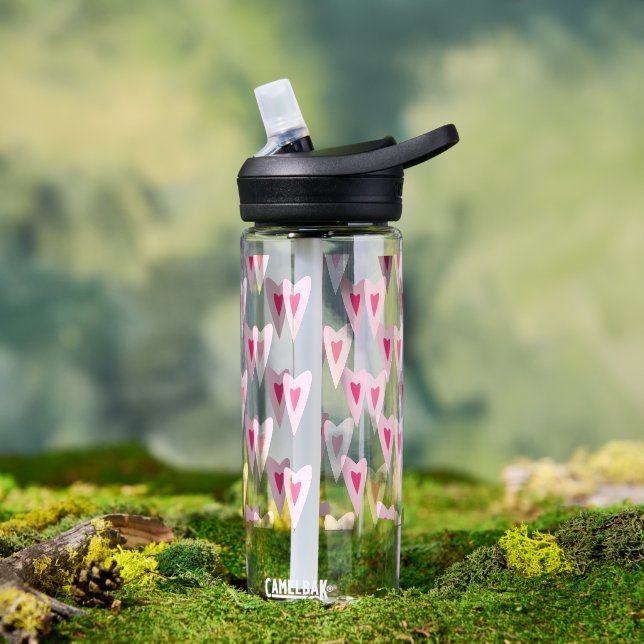 Bouteille D'eau Pink Heart Valentines Water Bottle (En extérieur (pivoté))