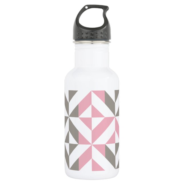 Bouteille D'eau Pink Raspberry and Silver Geometric ZigZag (Devant)