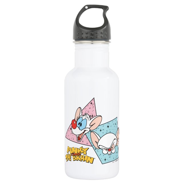 Bouteille D'eau Pinky et le cerveau | Graphiques de caractères rét (Devant)