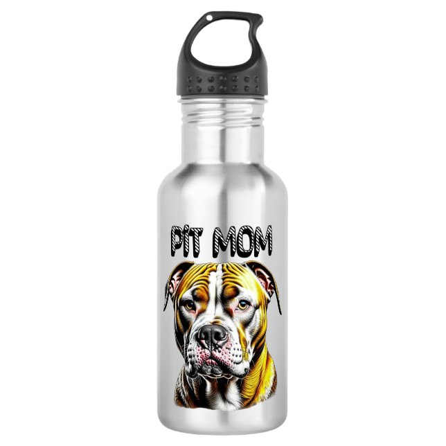 Bouteille D'eau Pit Bull Mom| Amoureux des chiens (Devant)