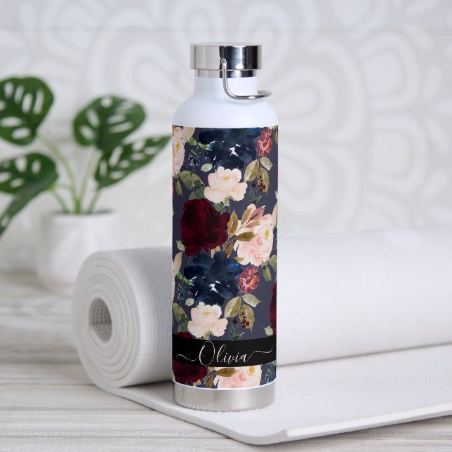 Bouteille D'eau PixDezines Fleurs aquarelles do-it-yourself Arrièr (Yoga)
