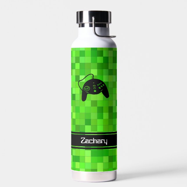 Bouteille D'eau Pixels Gamer Vert Personnalisés (Gauche)