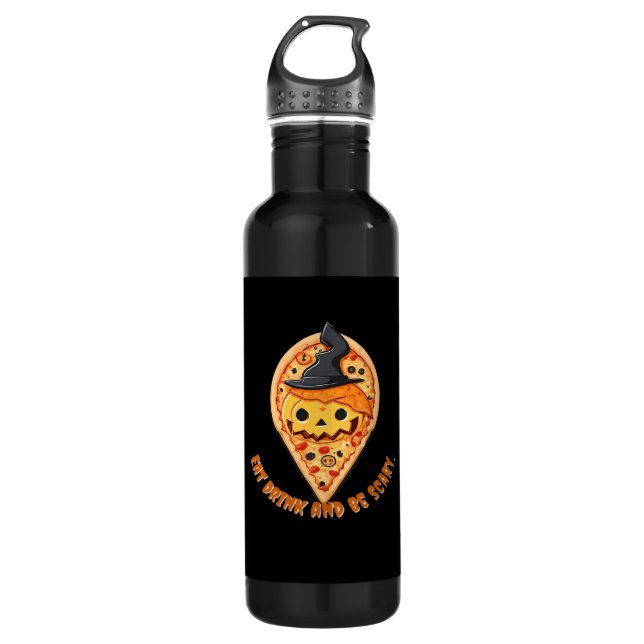 Bouteille D'eau Pizza Party Halloween Pumpkin Witch Hat Essential (Devant)