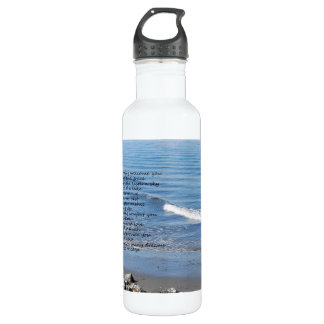 Bouteille D'eau Plage d'océan avec le poème "cadeaux d'un jour "