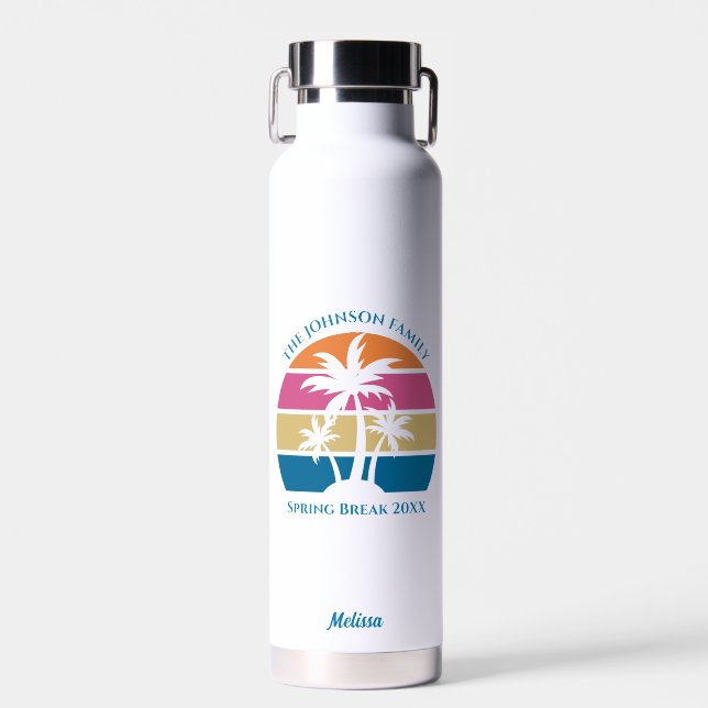 Bouteille D'eau Plage personnalisée Tropical Sunset Palm Tree (Avant)