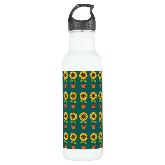 Bouteille D'eau Plante de tournesol Kawaii dans un pot (Devant)