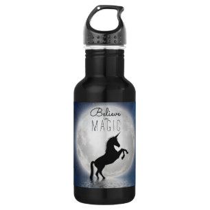 Bouteille D'eau Pleine lune de la licorne cool "Croyez en la magie