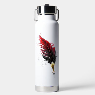 Bouteille D'eau Plume rouge avec pointe en or